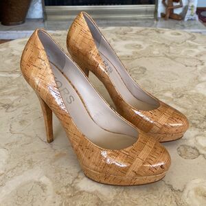 Michael Kors Patent Leather Cork Finish Platform Stilettos 5” Heel 1” Platform